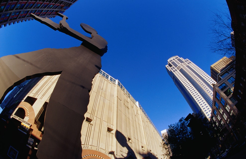 Jonathon Borofsky's "Standing Man" stands at 48 feet tall. Seattle Art Museum.