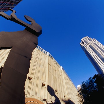 Jonathon Borofsky's "Standing Man" stands at 48 feet tall. Seattle Art Museum.
