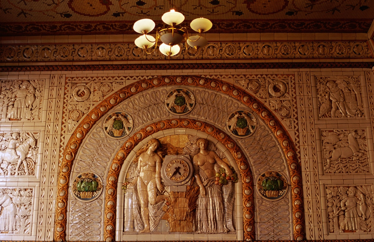 Detail of tiles in Kavarna Imperial.