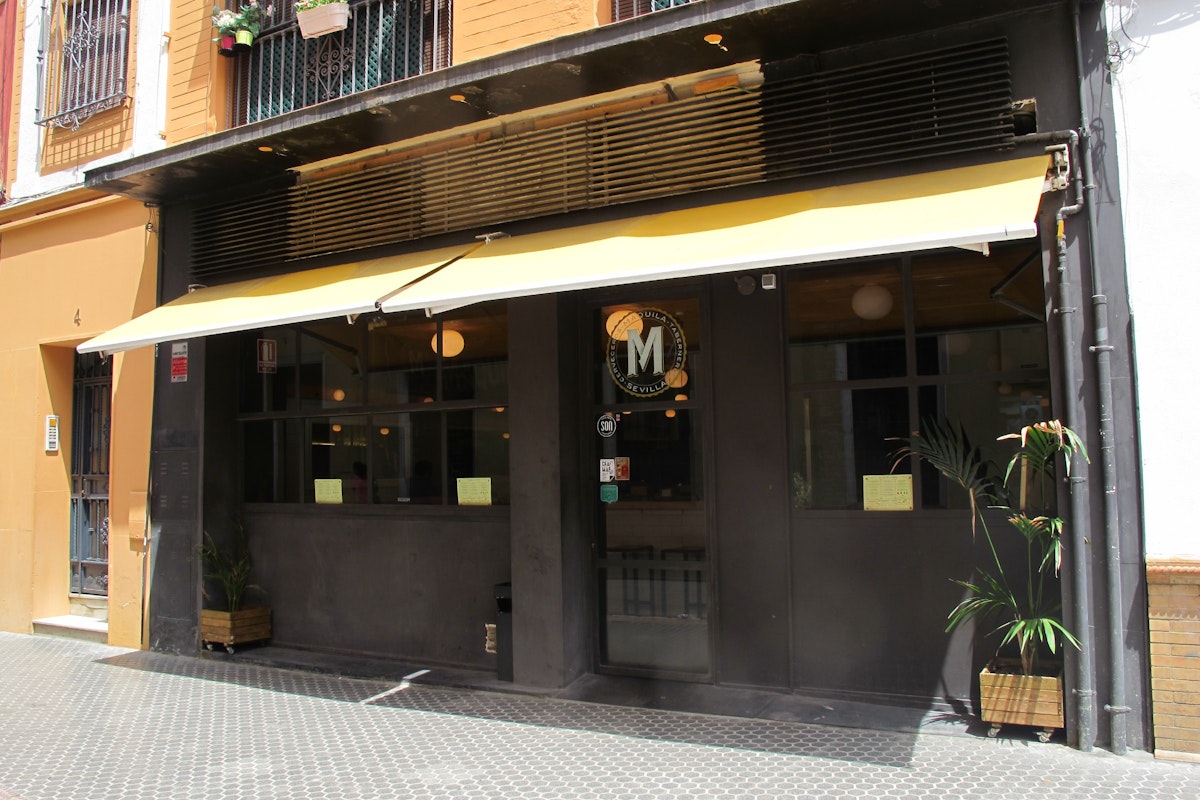 Maquila bar facade with awning.