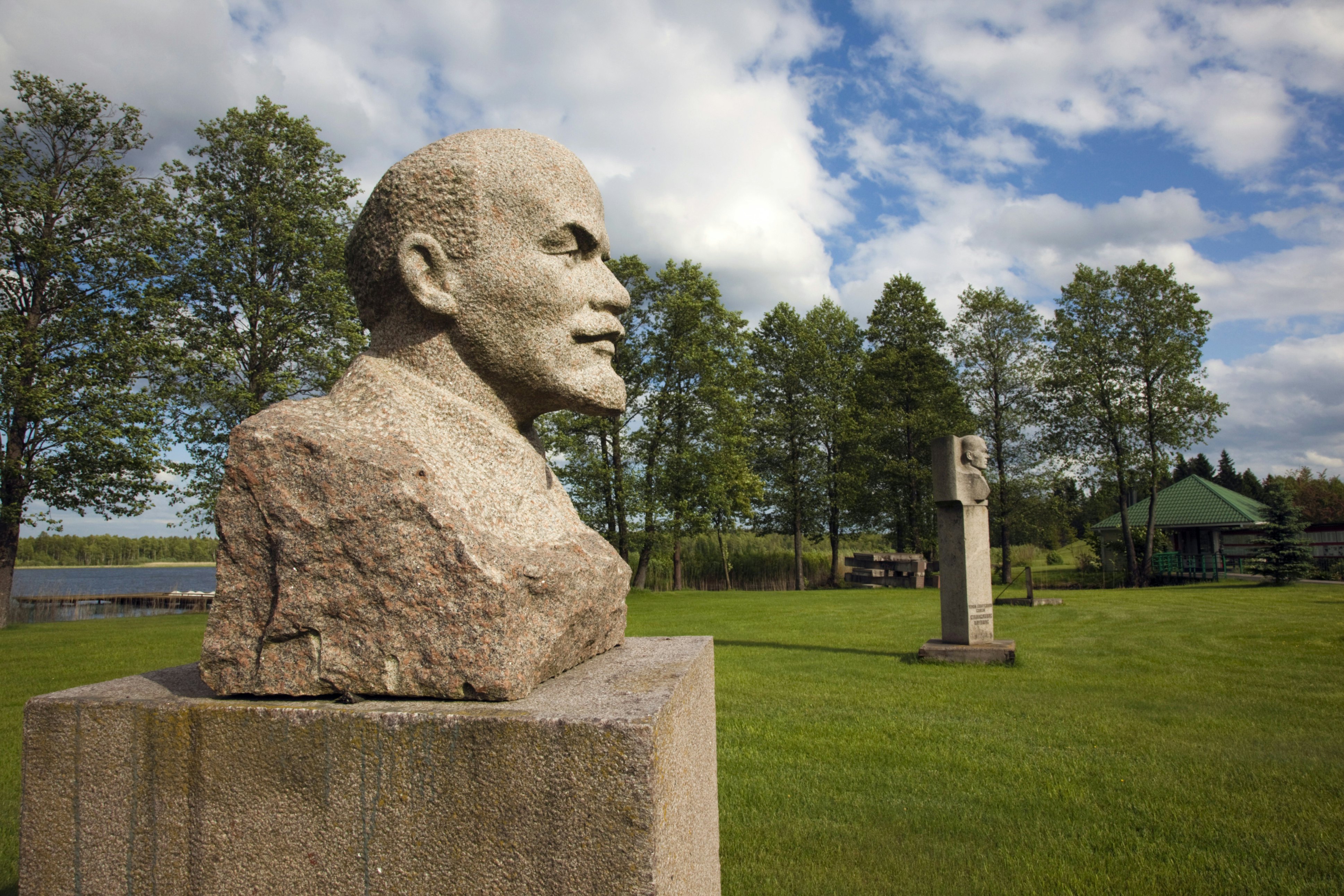 Bust of Vladimir Lenin, sculpture park of former Communist-era sculptures, Grutas Park, Grutas, Lithuania