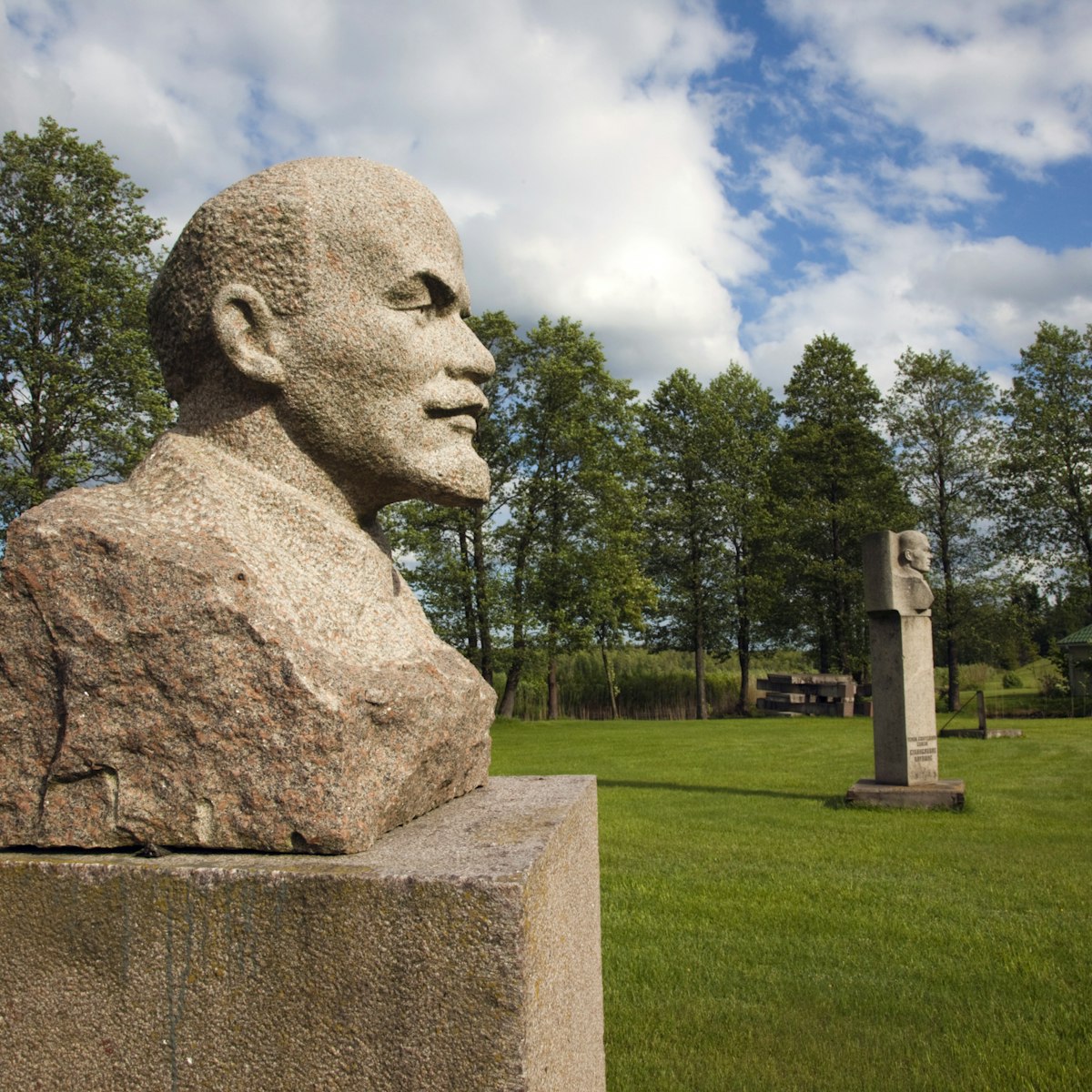 Bust of Vladimir Lenin, sculpture park of former Communist-era sculptures, Grutas Park, Grutas, Lithuania