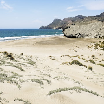 Overview of Playa de Monsul from sand dunes.