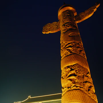 Sculpted column in front of Gate of Heavenly Peace.