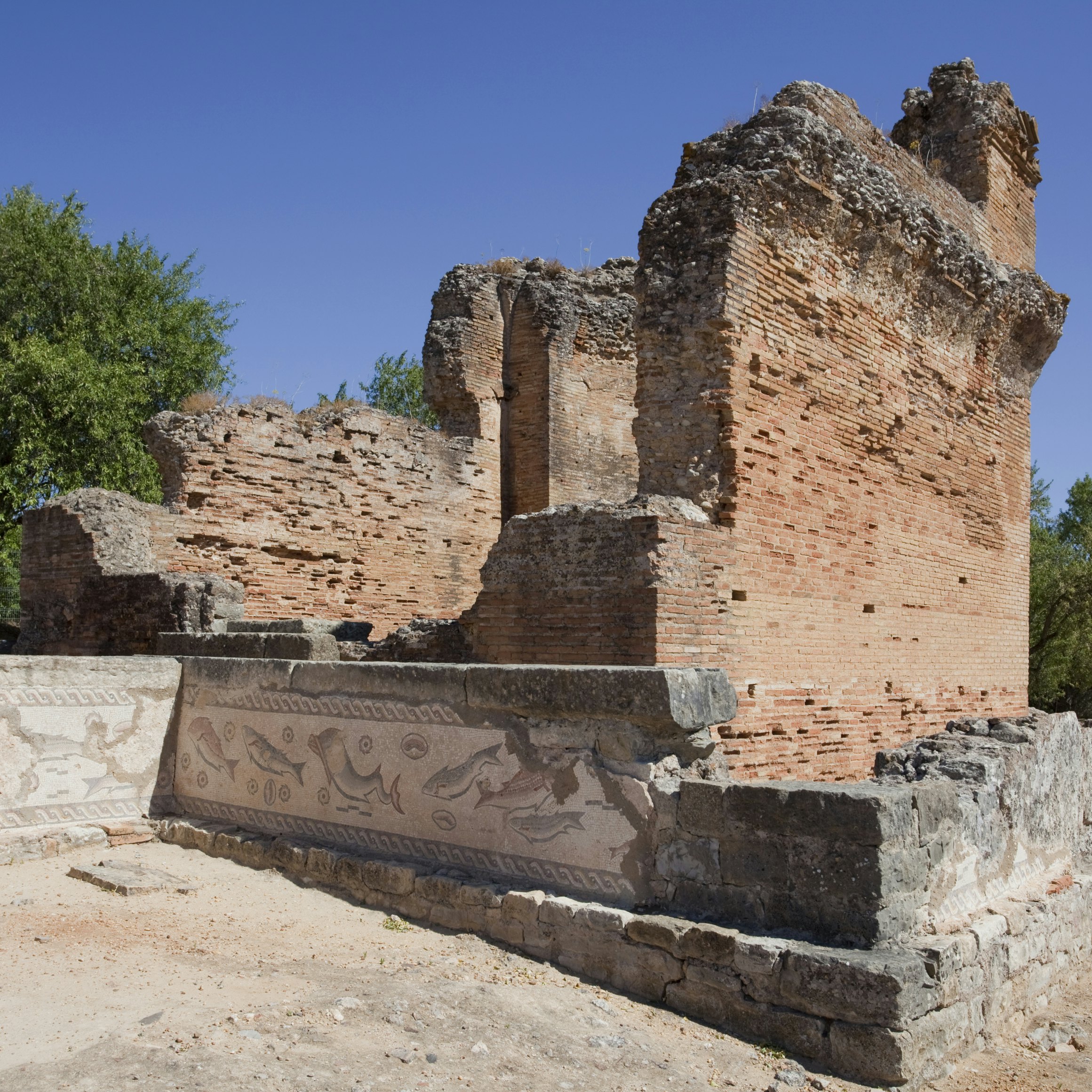 Portugal, Milreu - Sanctuary with fish mosaic