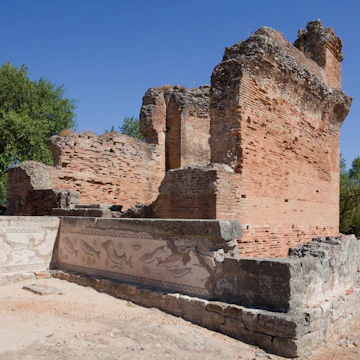 Portugal, Milreu - Sanctuary with fish mosaic
