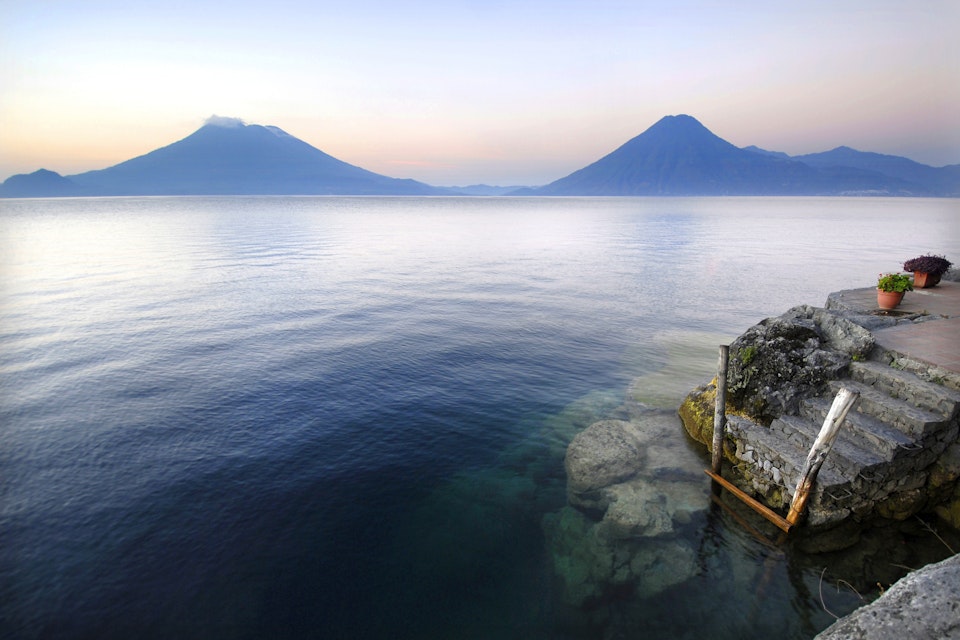 Two Volcanoes, Lake Atitlan, Guatemala