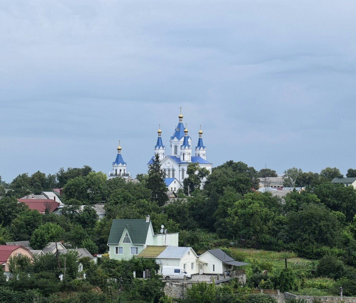 The towers of the Church of St George in Kamyanets-Podilsky.