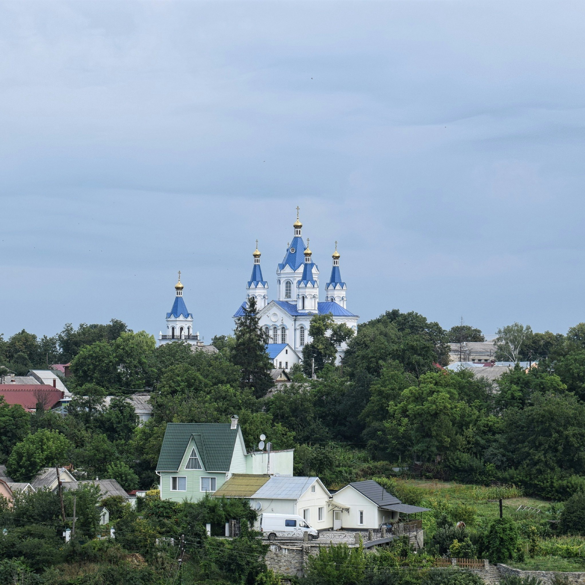 The towers of the Church of St George in Kamyanets-Podilsky.