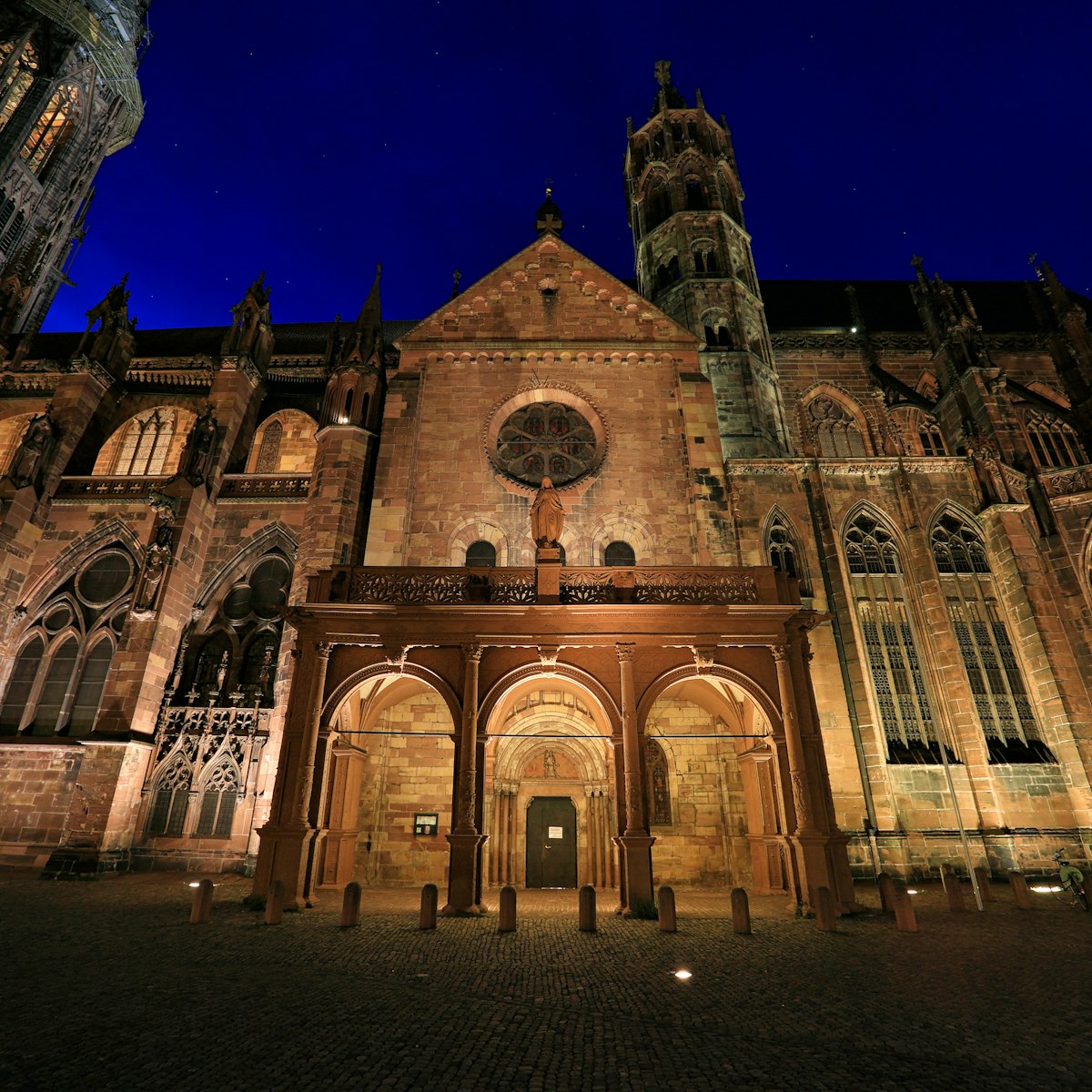 Freiburg Minster cathedral night view