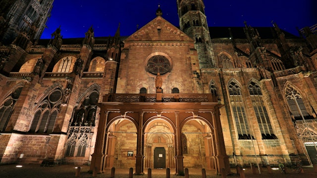 Freiburg Minster cathedral night view