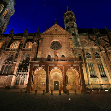 Freiburg Minster cathedral night view