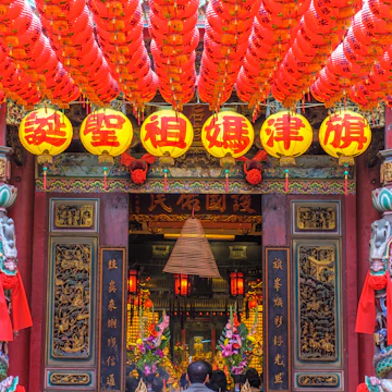 Kaohsiung, Taiwan - February 2, 2014: Cijin Tianhou Temple. The Temple was Taiwan's first temple to Matsu and is also Kaohsiung's oldest temple; Shutterstock ID 479461489; Your name (First / Last): Megan / Eaves; GL account no.: 65050; Netsuite department name: Online Editorial; Full Product or Project name including edition: Destination image - North Asia