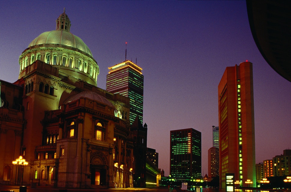 The Christian Science Mother Church at night - Boston, Massachusetts