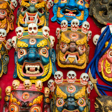 Masks on display at Handicraft Market
