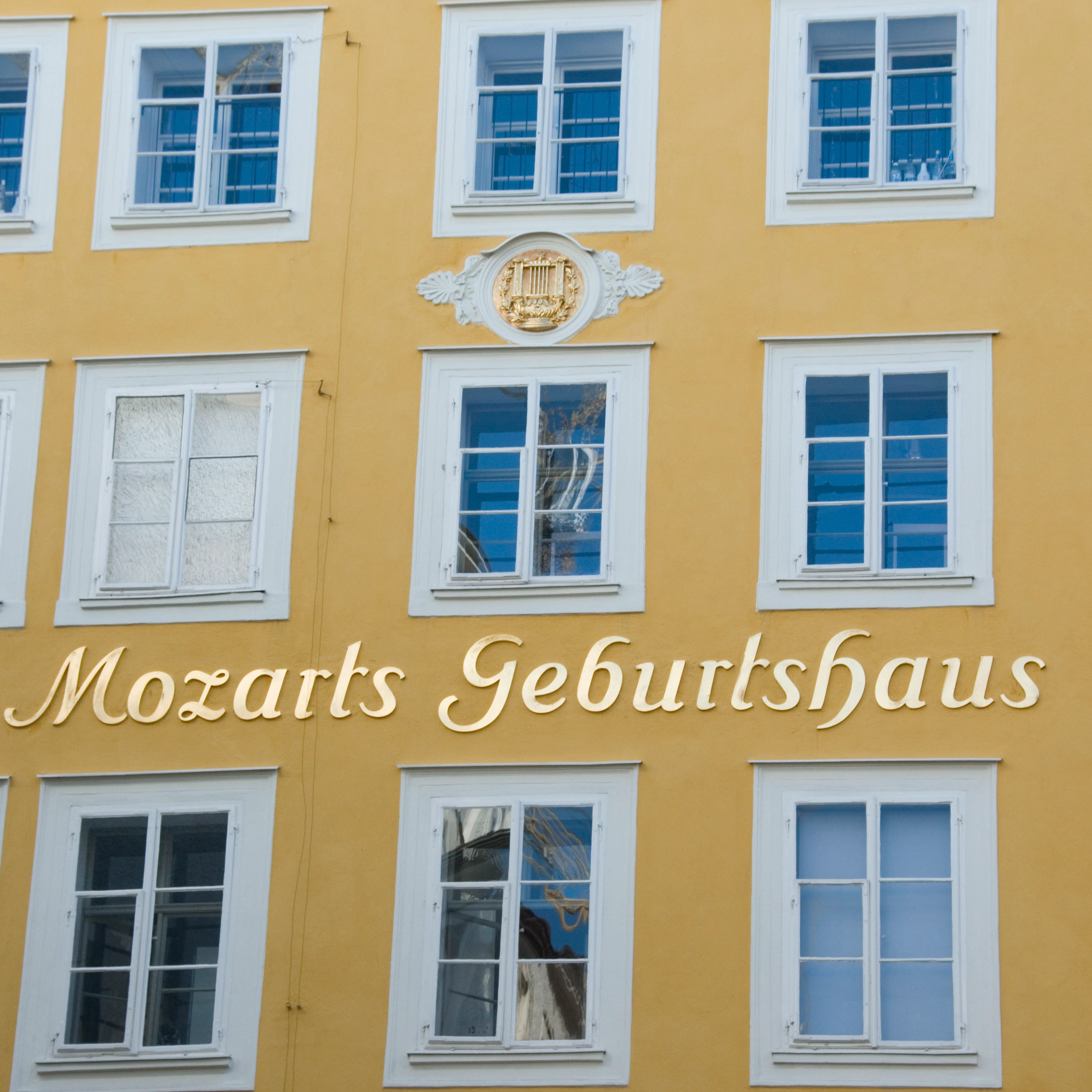 Mozart's Birthplace, now a museum, in Getreidegasse, Salzburg, Austria, Europe