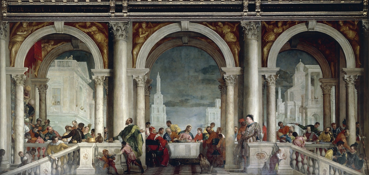 Feast in House of Levi by Paolo Caliari known as Veronese (1528-1588), 555x1280 cm, 1563