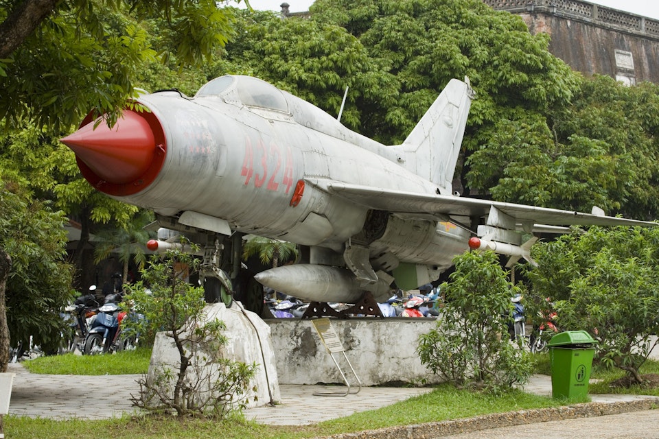 North Vietnamese MIG-21 fighter used in American War, Ba Dinh district.