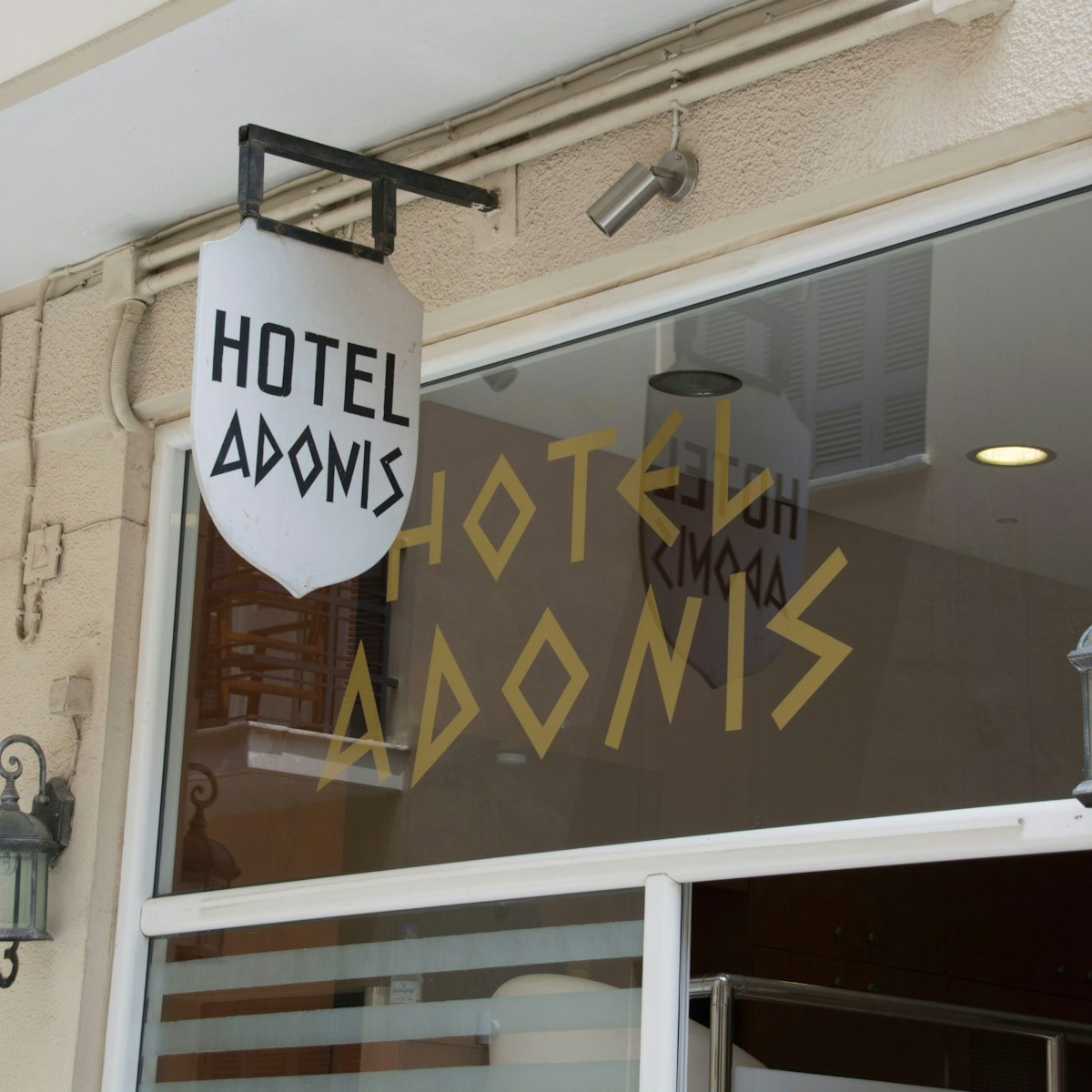 The facade of Adonis hotel in Plaka neighbourhood