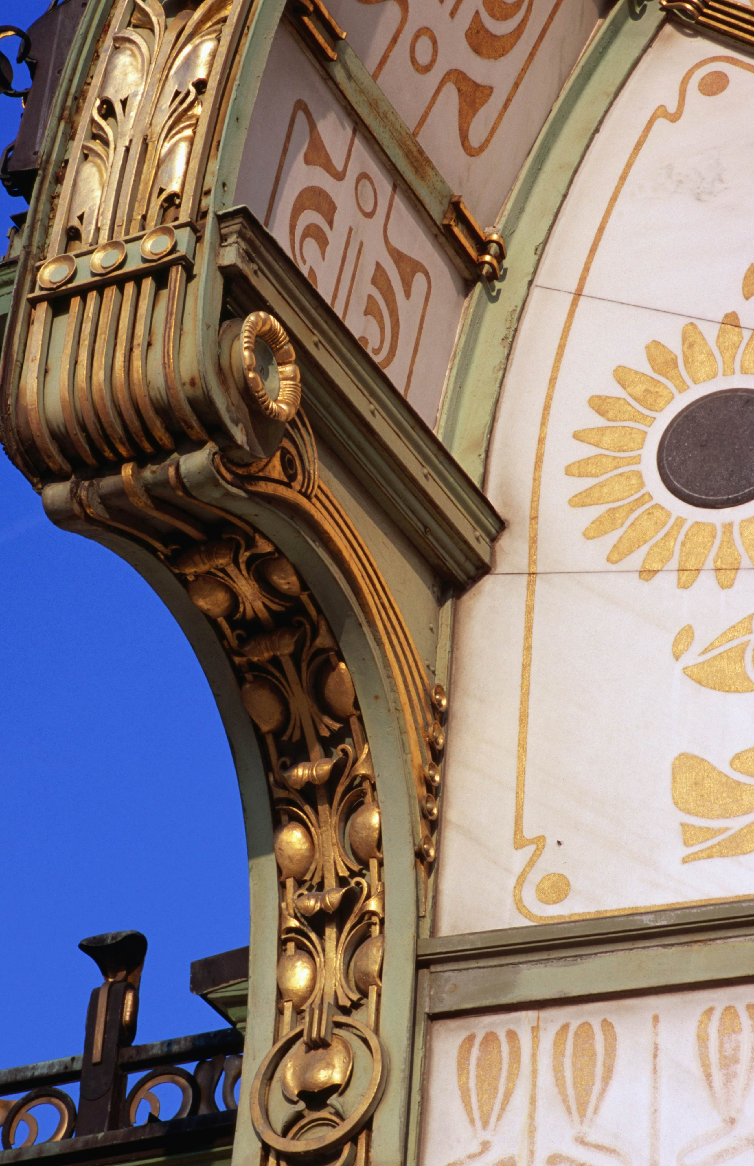 Detail of art-nouveau Stadtbahn Pavillion, Wieden.