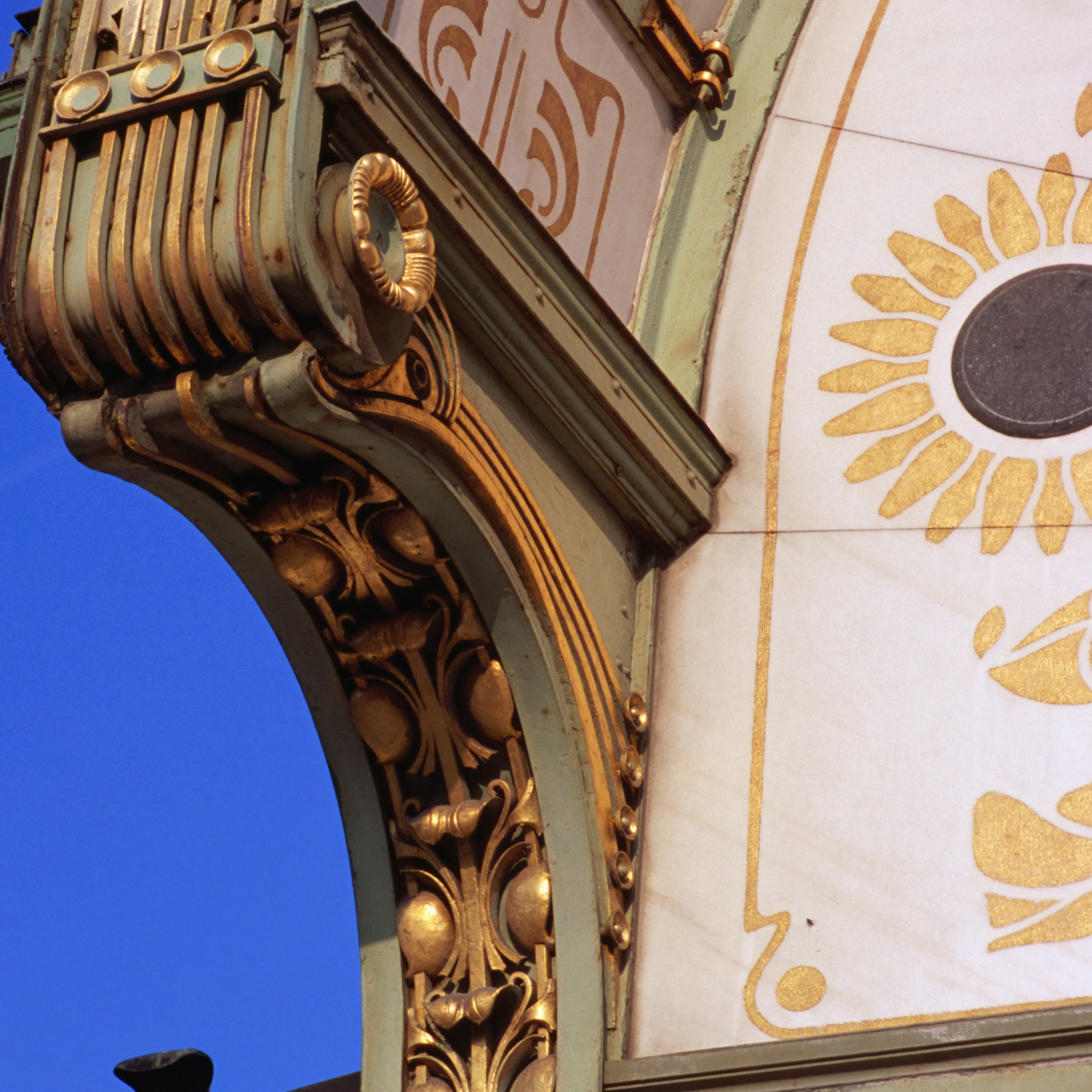 Detail of art-nouveau Stadtbahn Pavillion, Wieden.