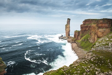 Old Man of Hoy rock formation on west coast.