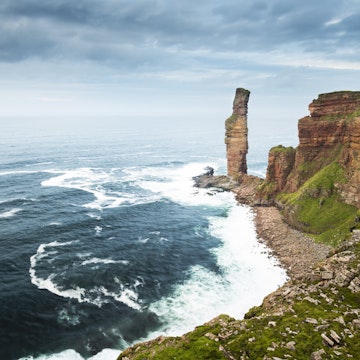 Old Man of Hoy rock formation on west coast.
