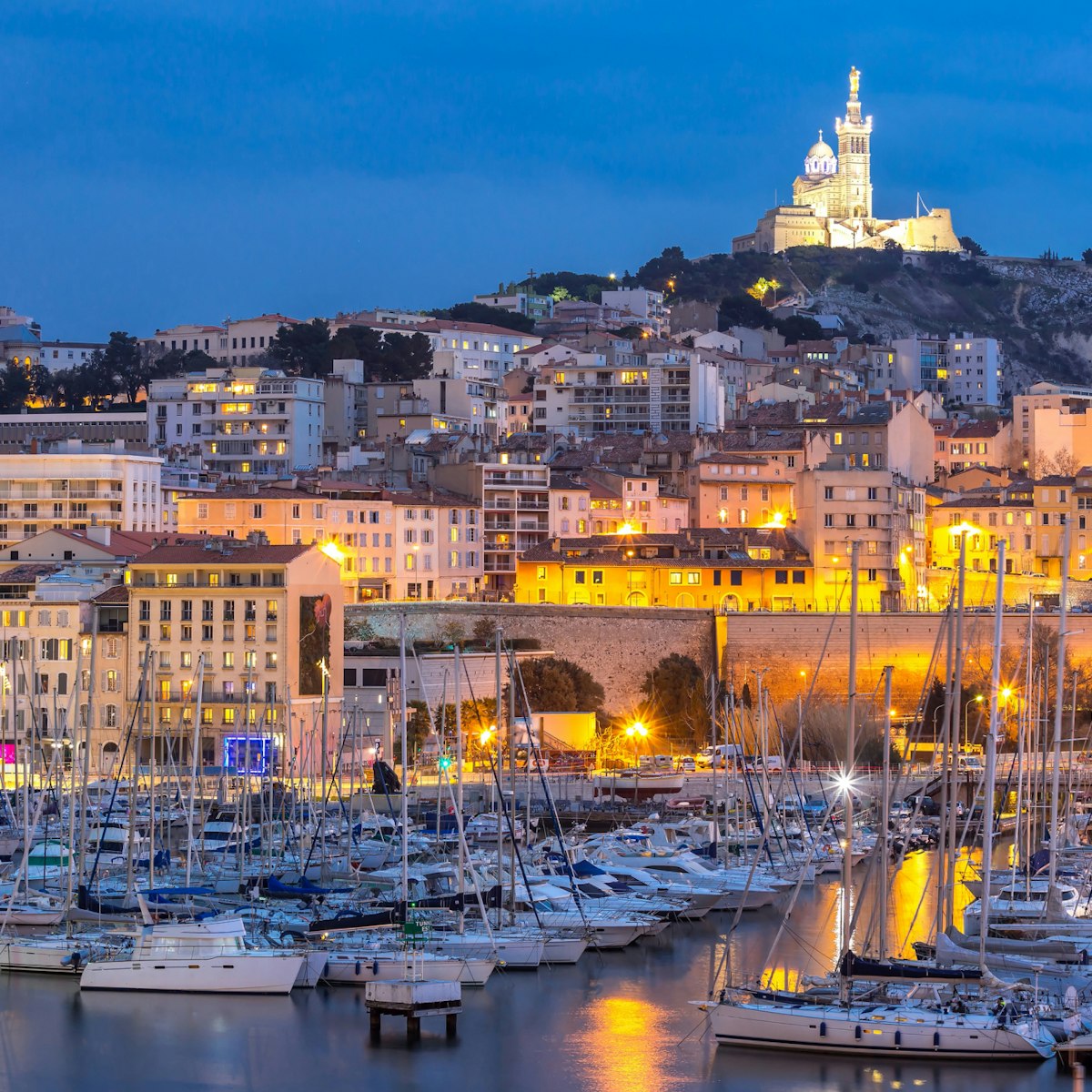 Marseille, France at night. The famous european harbour view on the Notre Dame de la Garde; Shutterstock ID 422043877; Your name (First / Last): redownload; GL account no.: redownload; Netsuite department name: redownload; Full Product or Project name including edition: redownload
