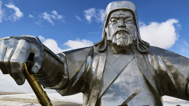 ULAN BATAAR, MONGOLIA - CIRCA SEPTEMBER, 2015: the biggest dschingis khan statue in the world near ulan bataar.; Shutterstock ID 355957883; Your name (First / Last): Megan Eaves; GL account no.: 65050; Netsuite department name: Online Editorial; Full Product or Project name including edition: Mongolia destination page highlights - Best in Travel 2017