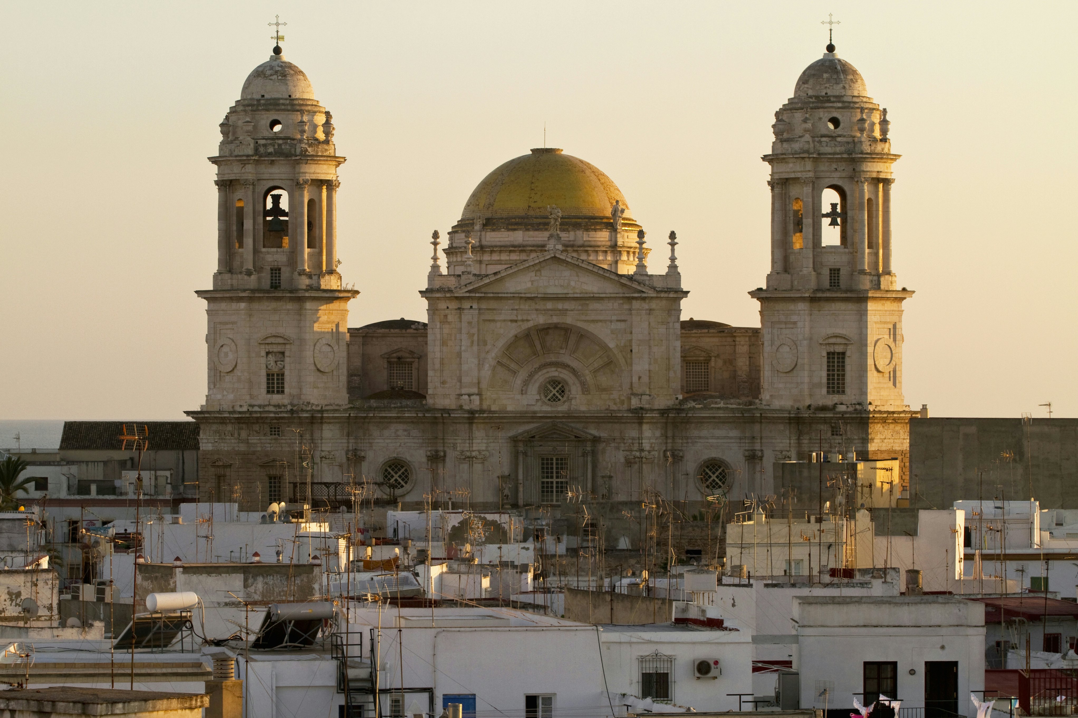 Aerial view of cathedral and village
