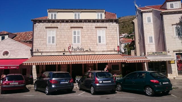 Amfora restaurant viewed from across the road