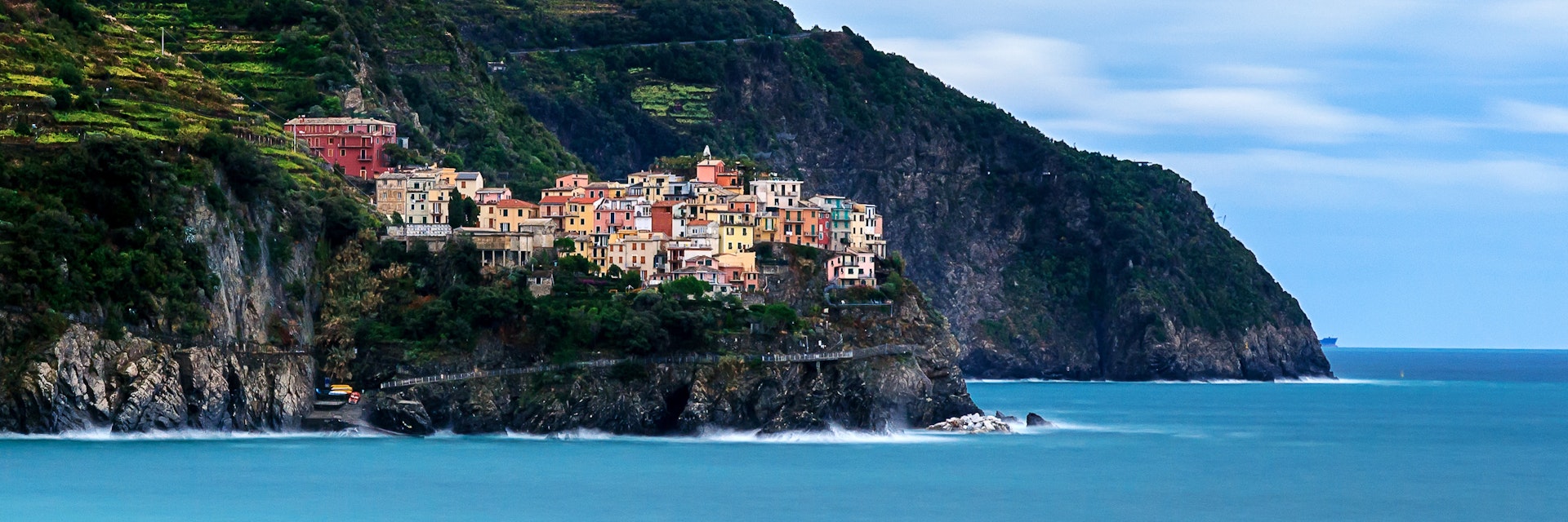 Long exposure of Corniglia in Cinque Terre, Italy