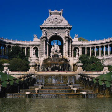 Fountain in front of a palace, Longchamp Palace, Marseille, France