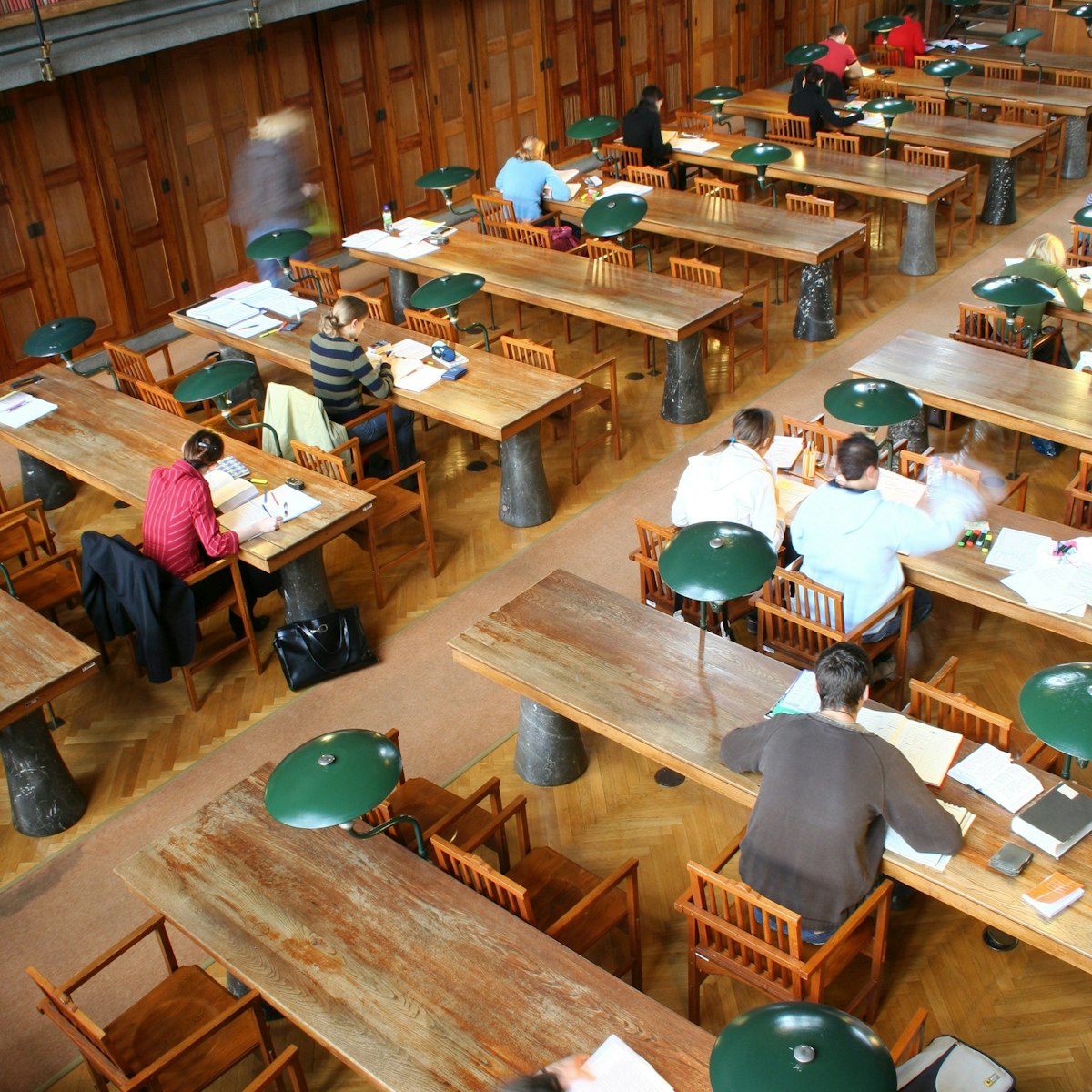 Overhead of main Reading Room at National  University Library.