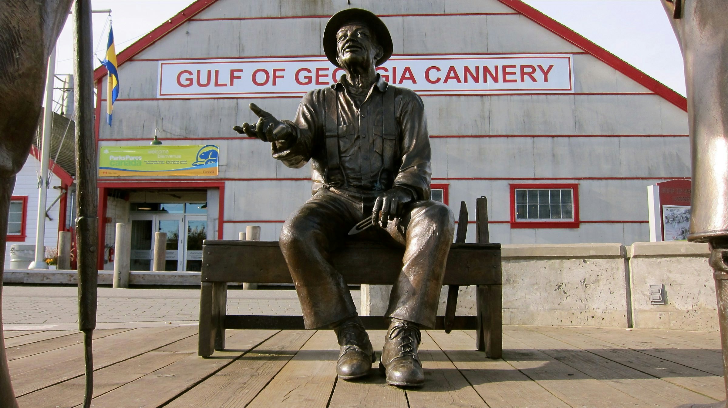Statue outside the Gulf of Georgia Cannery National Historic Site