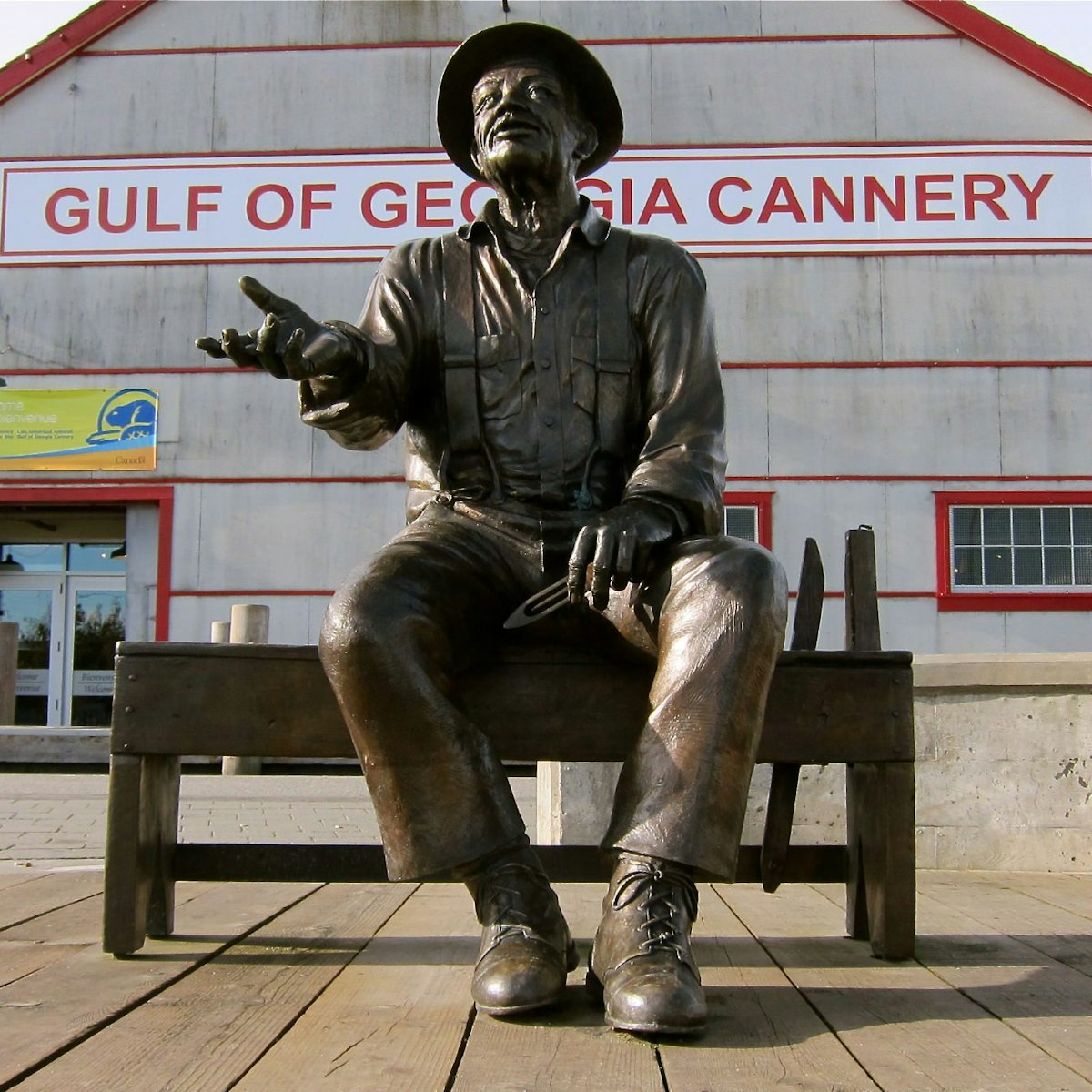 Statue outside the Gulf of Georgia Cannery National Historic Site