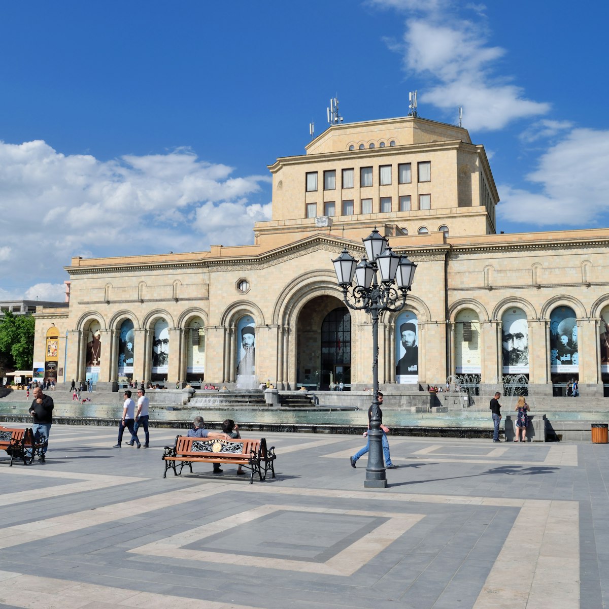 Yerevan, Armenia - May 02, 2015: Republic Square. The National History Museum of Armenia. Was founded in 1919 as Ethnographic-Anthropological Museum-Library. One of main landmarks in city
