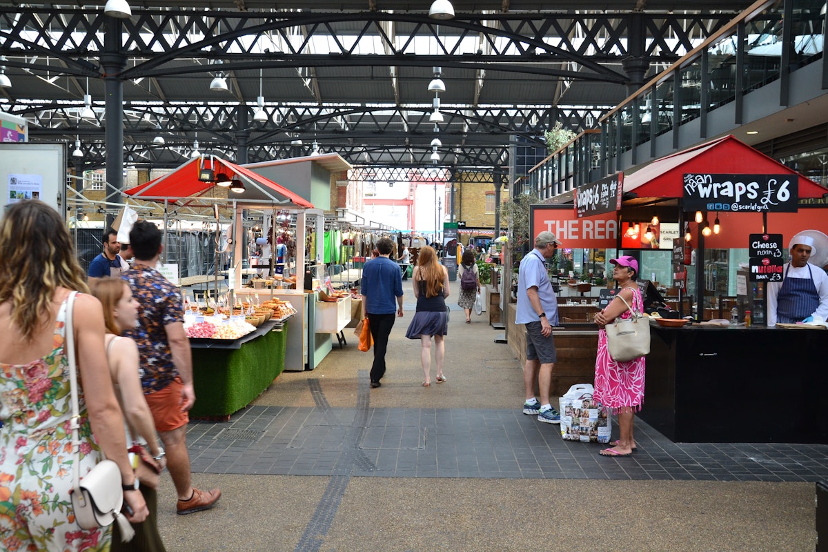 Some of the stalls on a quiet day in Old Spitalfields Market