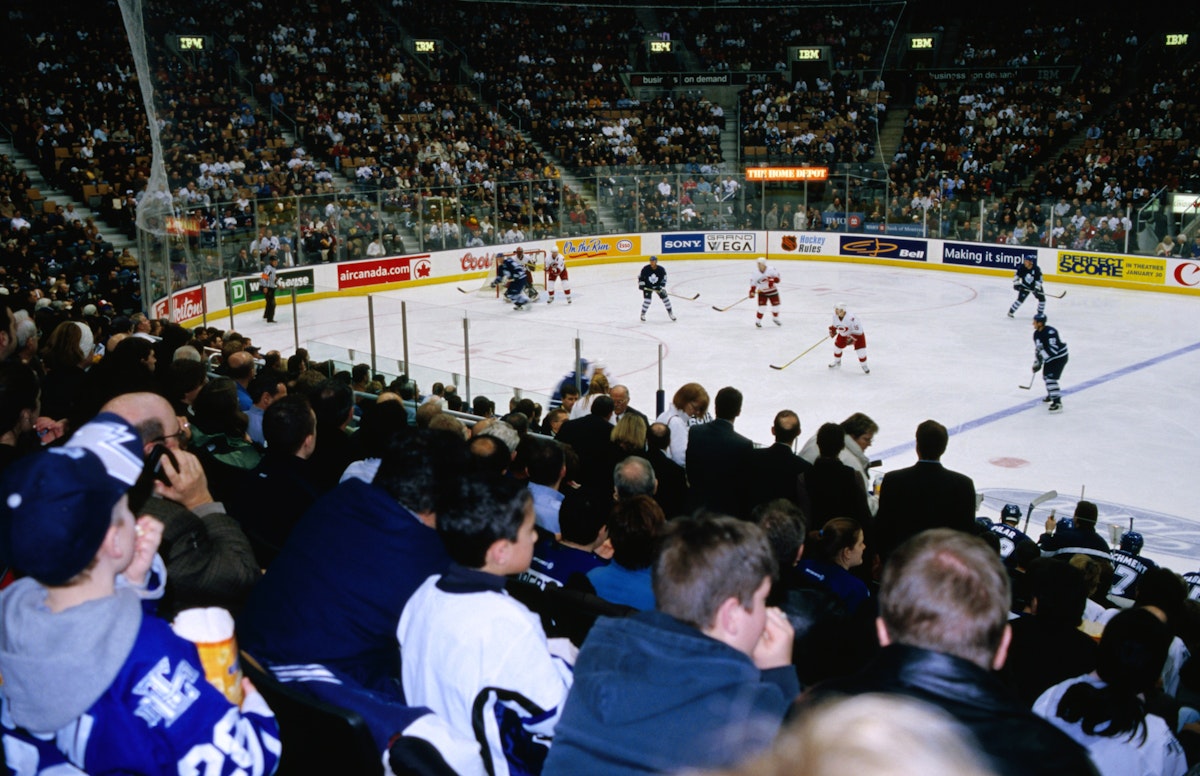 Toronto Maple Leafs ice hockey team playing at Air Canada Centre.
