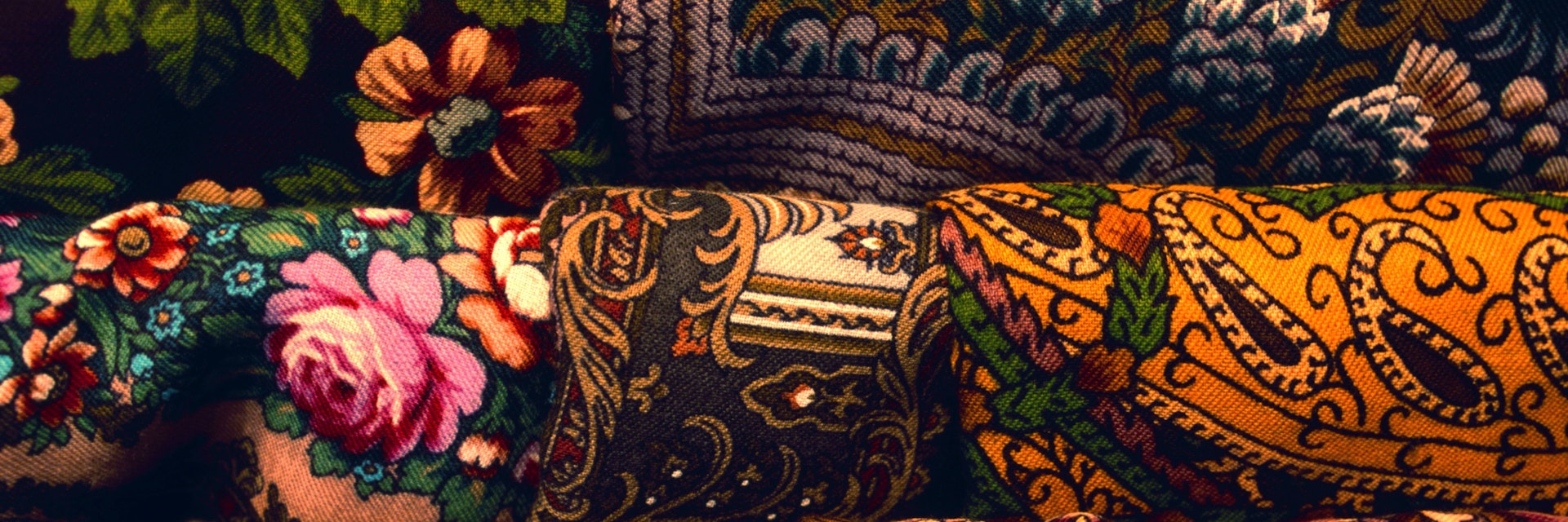 Folk Art shop inside Stroganov Palace - traditional Russian scarves.