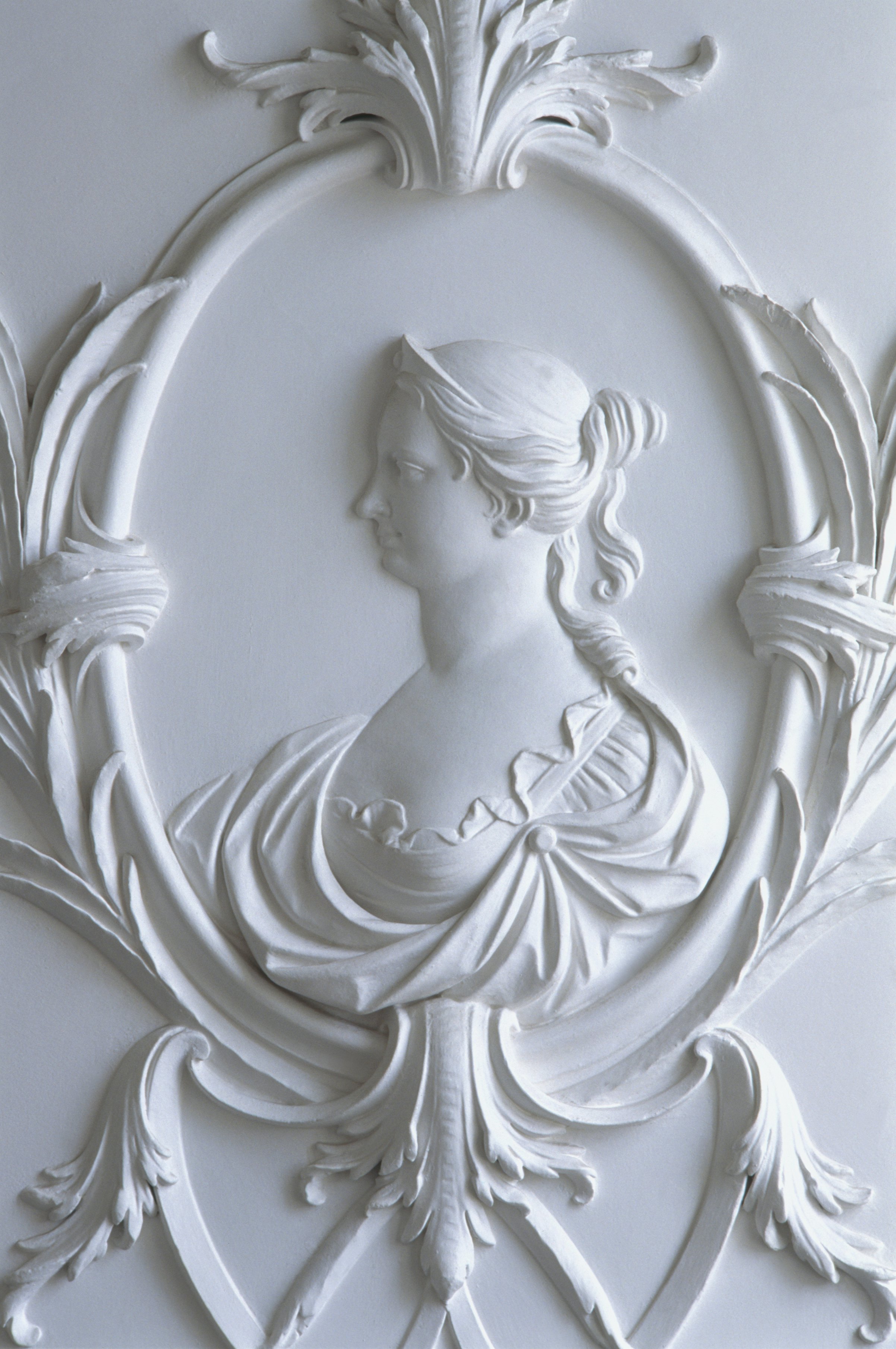 Ireland, County Kildare, Celbridge, Castletown House, 18th century Rococo stuccowork