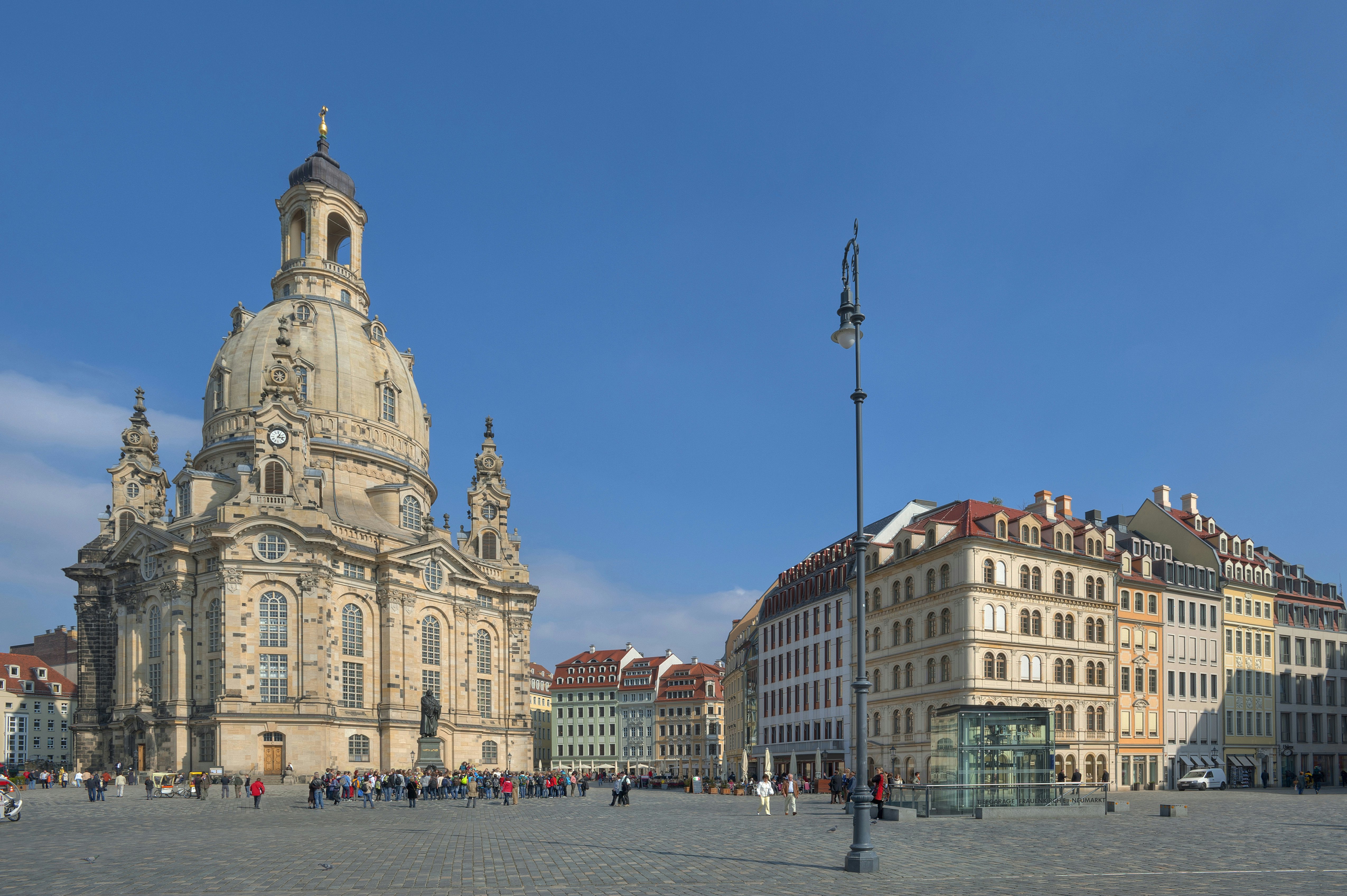 Frauenkirche with Neumarkt market, Saxony, Germany, Europe
