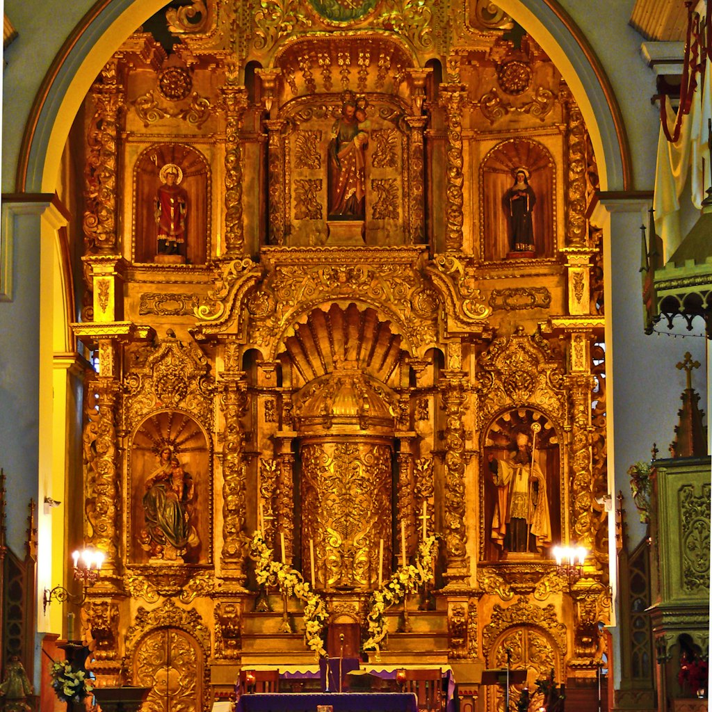 PANAMA CITY, PANAMA, DECEMBER 19 2006.  The Golden Altar of the Church of San Jose, on December 19th 2006. FOR EDITORIAL USE ONLY; Shutterstock ID 157436489; Your name (First / Last): Josh Vogel; GL account no.: 56530; Netsuite department name: Online Design; Full Product or Project name including edition: Digital Content/Sights