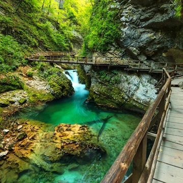 Vintgar gorge and wooden path,Bled,Slovenia