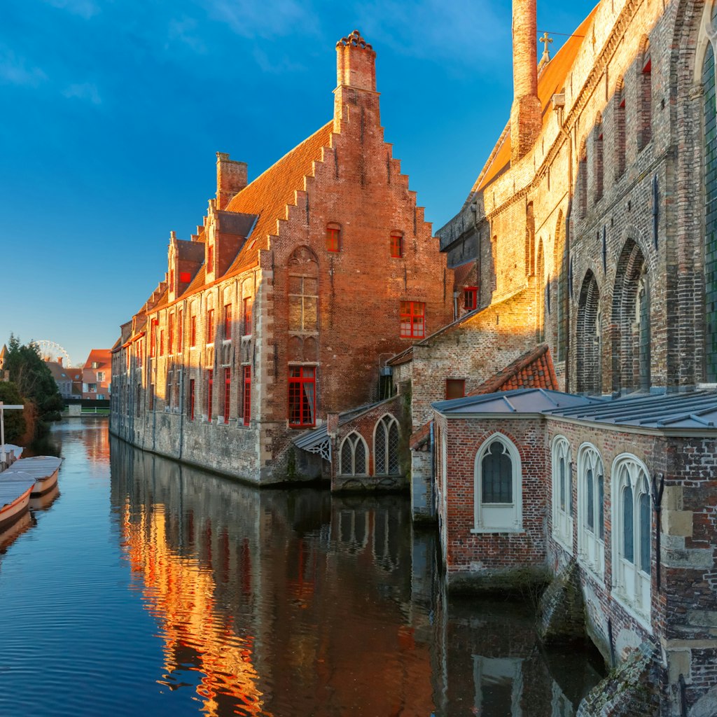 Hospital of Saint John in the winter morning in Bruges, Belgium.; Shutterstock ID 384804181; Your name (First / Last): Josh Vogel; GL account no.: 56530; Netsuite department name: Online Design; Full Product or Project name including edition: Digital Content/Sights