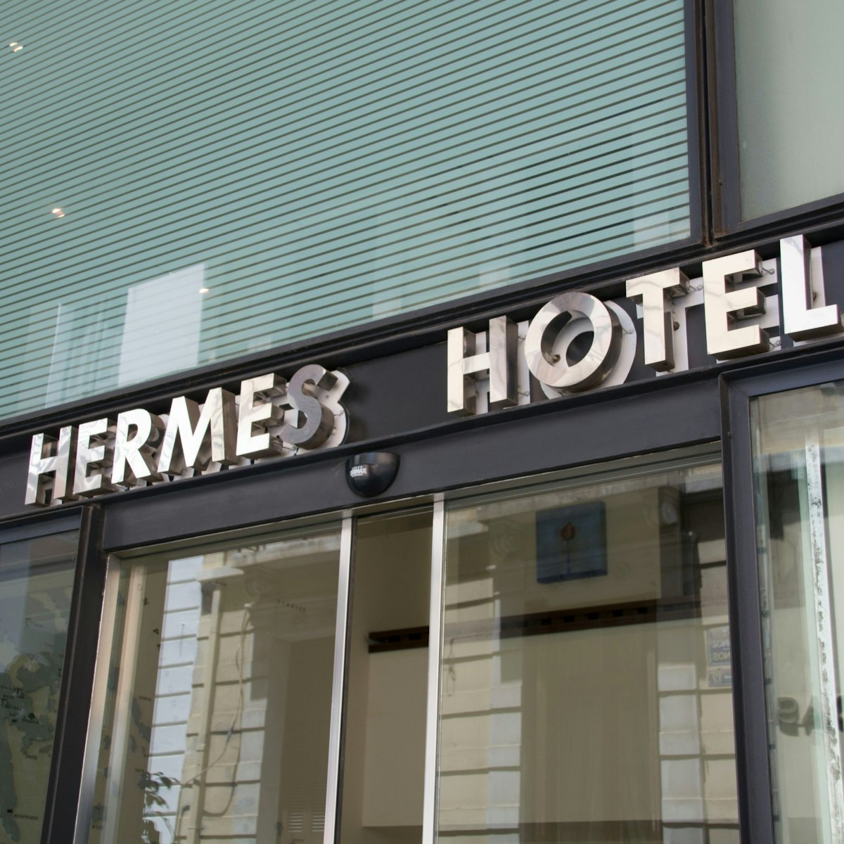 The facade of Hermes hotel in Plaka neighbourhood