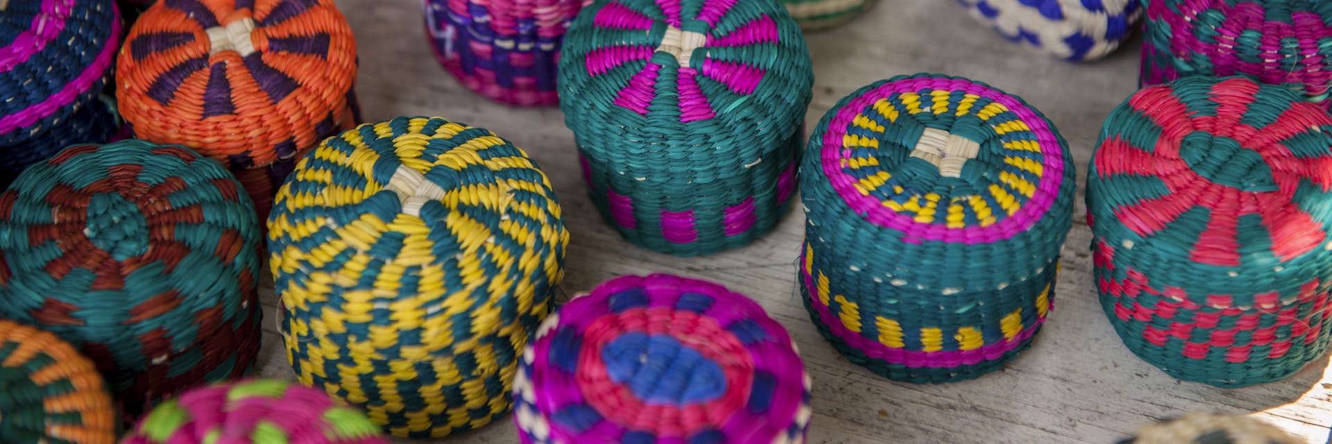 Colorful baskets, West End, Roatan, Honduras