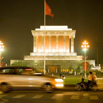Ho Chi Minh Mausoleum at night, Ba Dinh district.