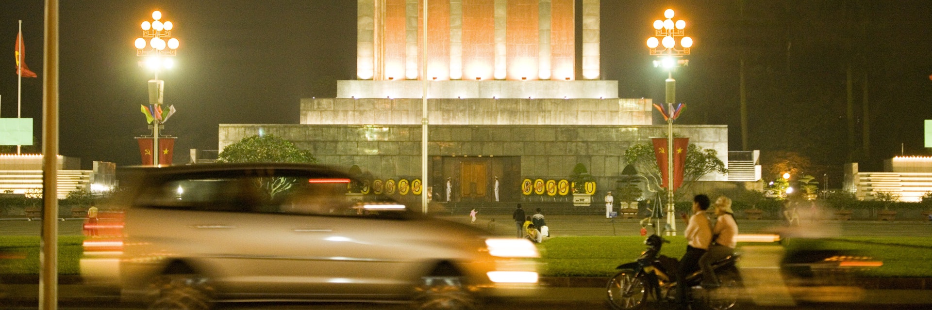 Ho Chi Minh Mausoleum at night, Ba Dinh district.
