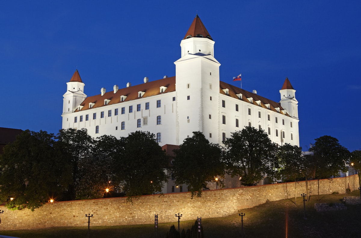 Bratislava Castle illuminated at night
